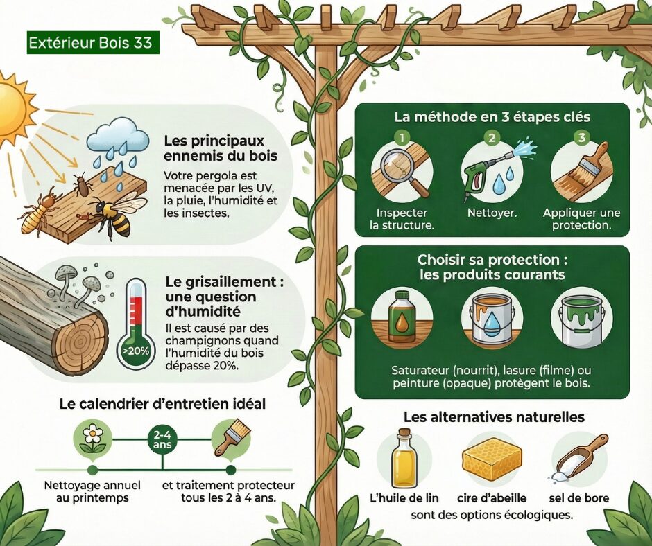 entretien pergola bois